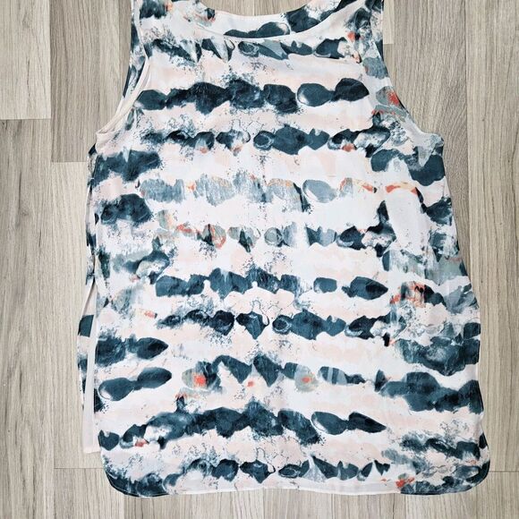 Cabi Womens White Teal Gelato Watercolor Tank Tunic Blouse Small - Picture 6 of 7